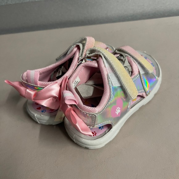 Rugged Bear Toddler Girls' Silver Pink Hearts Paw Print Pattern Sport Sandals 9 - Picture 5 of 9